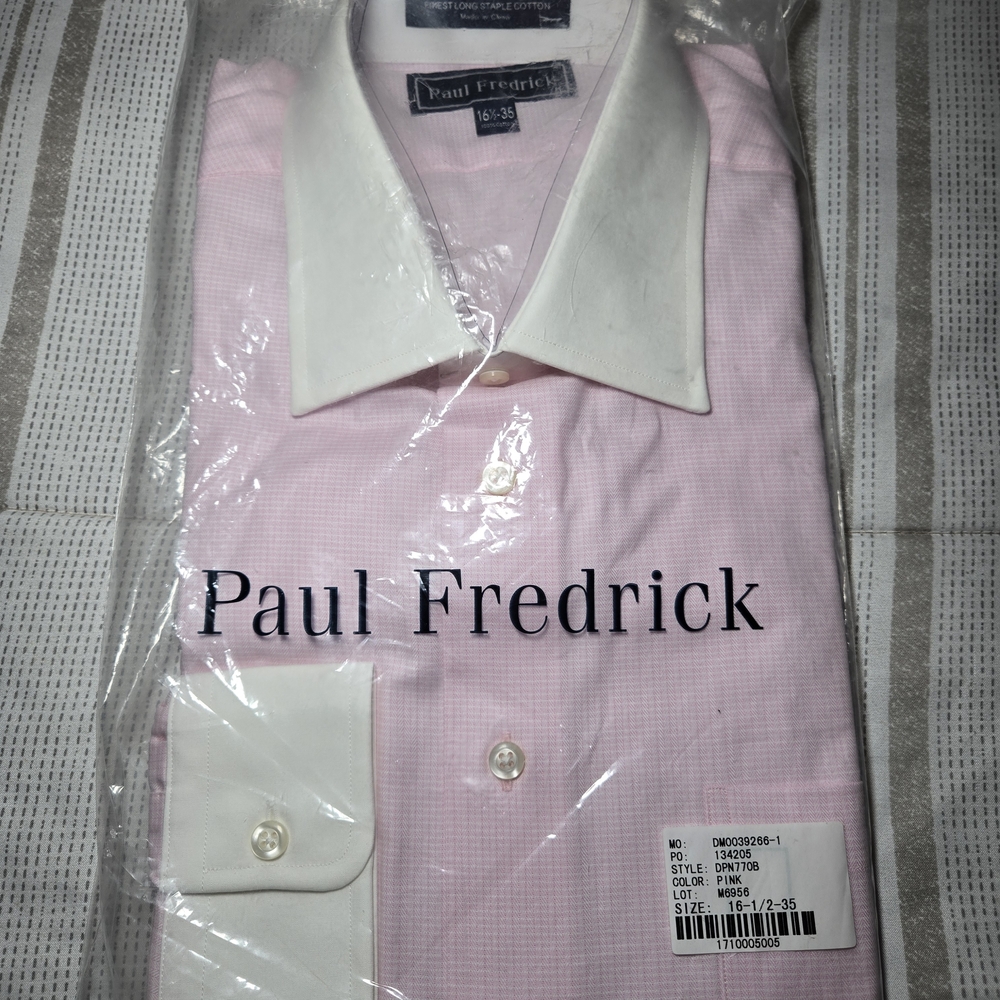 Paul Fredrick Light Pink and White Dress Shirt